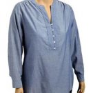 Plus Size Top Old Navy Buttoned-Front Chambray Long Sleeve Medium Wash  2x
