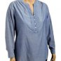 Plus Size Top Old Navy Buttoned-Front Chambray Long Sleeve Medium Wash  2x