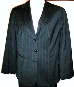 PLUS SIZE JACKET CAREER ANN KLEIN STRETCH BUTTON CLOSE BLACK LINED SIZE 14W