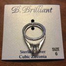 B. Brilliant Sterling Silver Cubic Zirconia Size 6 Engagement Wedding Ring Set
