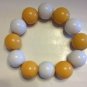 Pretty Yellow & White Beaded Stretchy Bracelet Big Beads -  Costume Jewelry