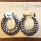 Vintage .925 Sterling Silver Hoop / Drop Earrings ART DECO Style NOS NWT
