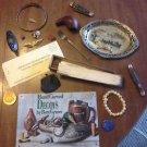 Vintage ESTATE JUNK DRAWER LOT Knives Pipe Silverplate Jewelry Trinkets Token