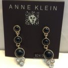 ANNE KLEIN Gold Tone JET Drop Earrings NICKEL SAFE New w Tags NWT
