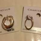LOT 2 Charter Club Silver Tone Earrings Door Knockers Small Hoops Pretty! NWT