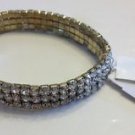 Charter Club 3 Row Clear Rhinestone Gold Tone Stretch Bracelet - New w Tags NWT