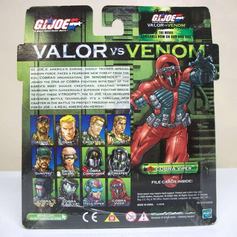 G. I. JOE Hasbro Valor Vs. Venom 3 3/4 Escala Paquete De 2 Ojos De Serpiente Y Rata