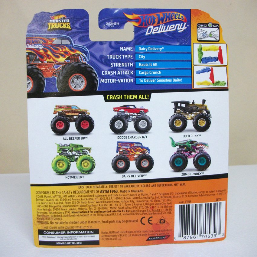 Dairy Delivery Hot Wheels Monster Trucks giant wheels vehicle blue ...