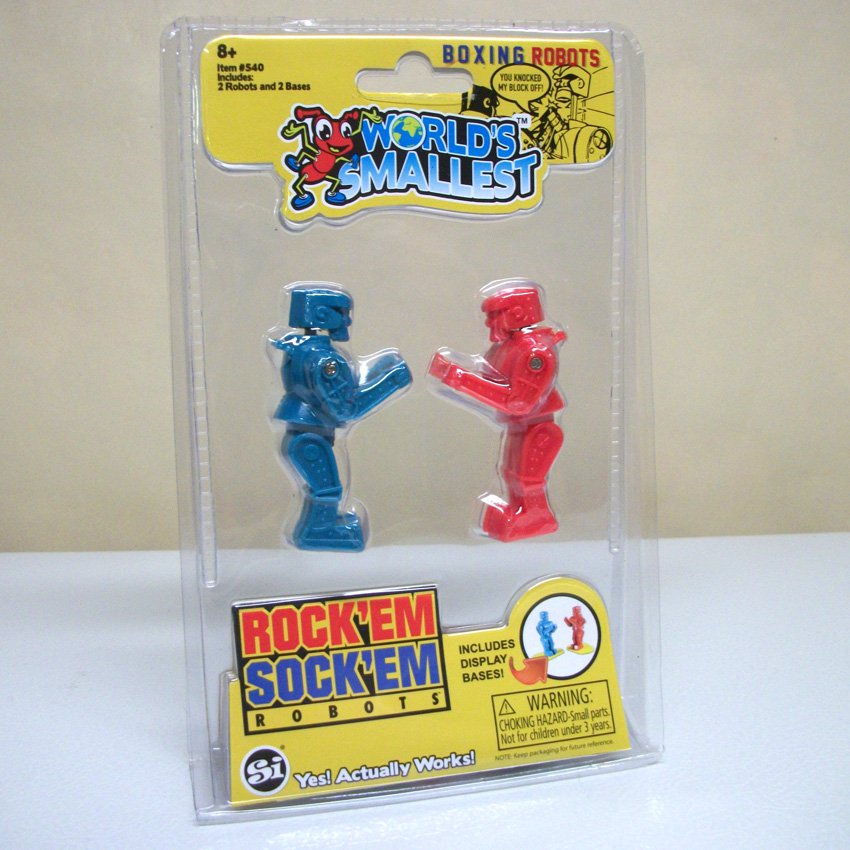World's Smallest Rock Em Sock Em Robots mini set boxing red blue Super Impulse 2017
