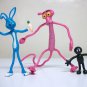 Bendy figures lot Pink Panther Easter Bunny black smiley blue rubber