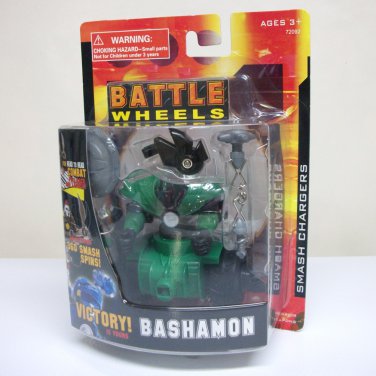 Battle Wheels robot fighter Bashamon figure pull back vehicle toy green Johnny Lightning 2007