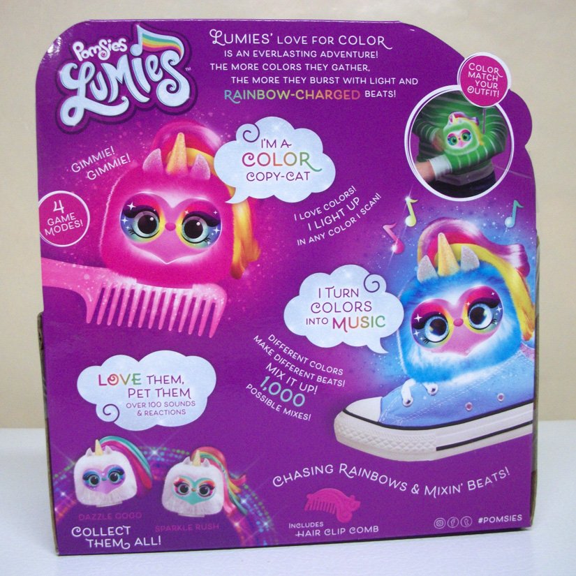 Pixie Pop Pomsies Lumies plush pet furry rainbow colors interactive