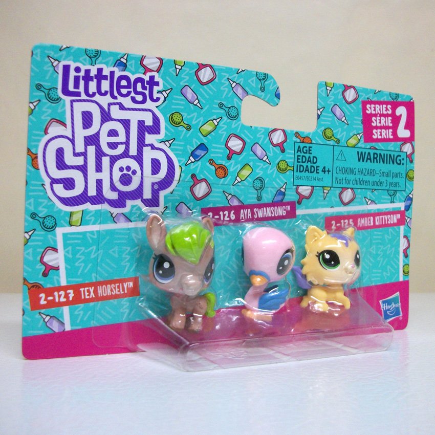 Hasbro Littlest Pet Shop 3pk Series 2-125 Amber 126 Aya Swansong 127 Tex Horsely for sale online 