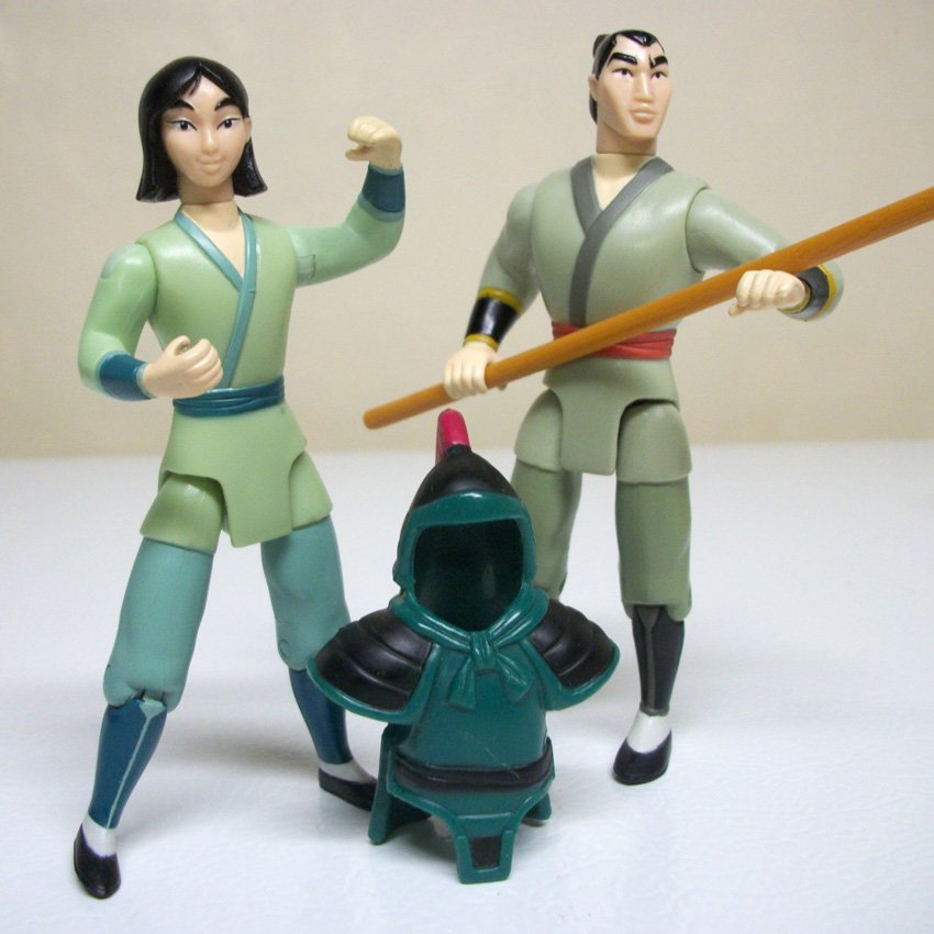 1998 Disney Mulan 6 action figures lot Shang Li Mushu Yao Ling Chien Po ...