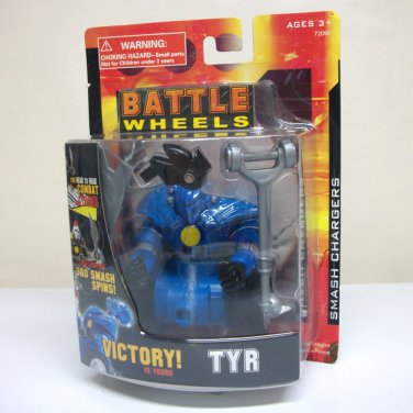 Tyr Battle Wheels pull back fighter robot figure vehicle blue Johnny Lightning 2007