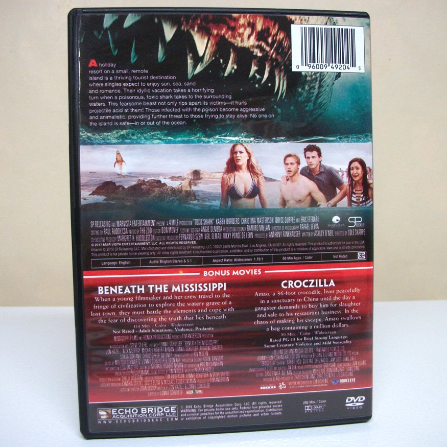 Toxic Shark DVD 3 movie collection horror movie kabby borders croczilla ...