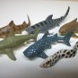 6 shark toys little plastic & rubber animals pvc fish mini figures lot K&M Lanard
