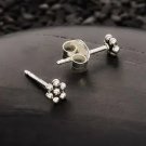 Sterling Silver Granulated Flower Post Earrings 4x4mm