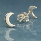 Sterling Silver Crescent Moon Post Earrings 7x5mm
