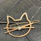 Cat Hair Clip with faux pearl- Gold
