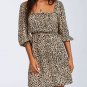 Billabong Animal Cheetah Smocked Riviera Off-Shoulder Dress - Juniors
