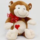 9.5 Stuffed Plush Toy Monkey w/Heart Emblem and Red Ribbon 9.5 Stuffed Plush Toy Monkey w/Heart Emblem and Red Ribbon