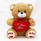 14" Stuffed Plush Toy Brown Bear w/Sound and Light Holding I Love You Heart Pillow