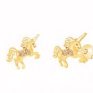 Goldtone & Pink Unicorn Stud Earrings Goldtone & Pink Unicorn Stud Earrings