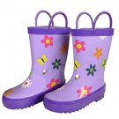 Foxfire for Kids Lavender Rubber Boots with Flowers Size 3