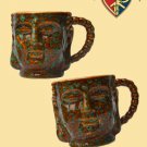 Set Of Two Buddha Face Ceramic Mug