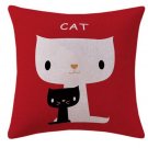 Throw Pillow Cartoon Cat and Kitten