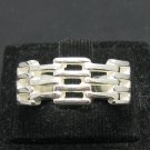 SOLID STERLING SILVER RING 925 GRID BAND SIZE N - Z++