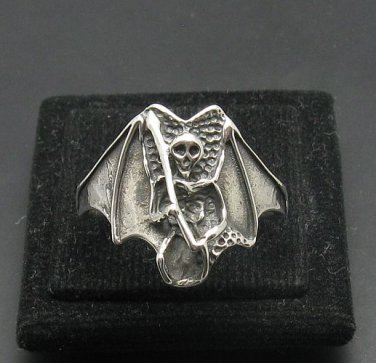 STERLING SILVER RING SOLID 925 DEATH SKULL SKELETON BIKER NEW SIZE H - X