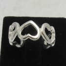 STERLING SILVER RING SOLID 925 BAND HEARTS SIZE H - T