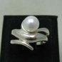 STYLISH STERLING SILVER RING SOLID 925 8mm PEARL SIZE H - V
