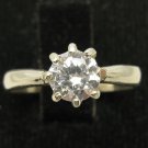 STYLISH STERLING SILVER RING SOLID 925 WITH 5.5MM ROUND CZ NEW SIZE G-T EMPRESS