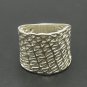 STERLING SILVER RING SOLID 925 BAND MESH NEW SIZE H - V