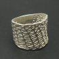 STERLING SILVER RING SOLID 925 BAND MESH NEW SIZE H - V