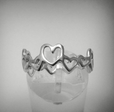 STYLISH STERLING SILVER RING SOLID 925 HEART BAND NEW SIZE G - T R001254 EMPRESS