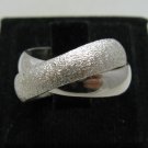 STYLISH STERLING SILVER RING SOLID 925 DOUBLE BAND LASER FINISHED SIZE H - Z++