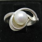 STYLISH STERLING SILVER RING SOLID 925 6mm PEARL SIZE G - T