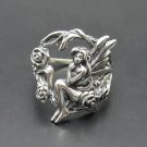 STYLISH STERLING SILVER RING SOLID 925 FAIRY WINGS FLOWERS NEW SIZE H-V EMPRESS
