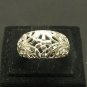 STYLISH STERLING SILVER RING SOLID 925 FLOWER BAND FILIGREE NEW SIZE H - T
