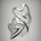 LONG STERLING SILVER RING SOLID 925 TWO HEARTS NEW SIZE G - V R000063 EMPRESS