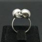 STERLING SILVER RING SOLID 925 TWO SKULL NEW BIKER ADJUSTABLE SIZE