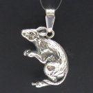 STERLING SILVER PENDANT CHARM RAT MOUSE SOLID 925 3D