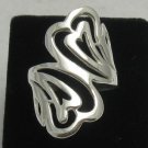 STERLING SILVER RING DOUBLE HEART 925 NEW SIZE H - T