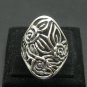 STYLISH STERLING SILVER RING SOLID 925 FLOWER OXIDIZED NEW SIZE H - T