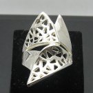 LONG STERLING SILVER RING TRIANGLE SOLID 925 SIZE H-T