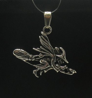 STERLING SILVER PENDANT CHARM WITCH SOLID 925 HANDMADE